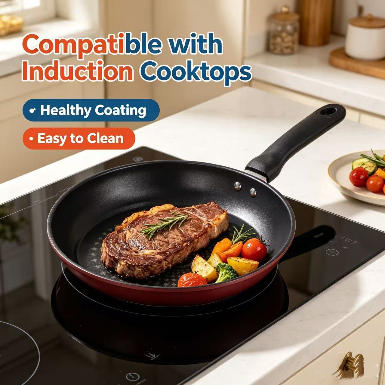 Cast Iron Skillet - مقلاة جرانيت فاخرة غير لاصقة، مقلاة
