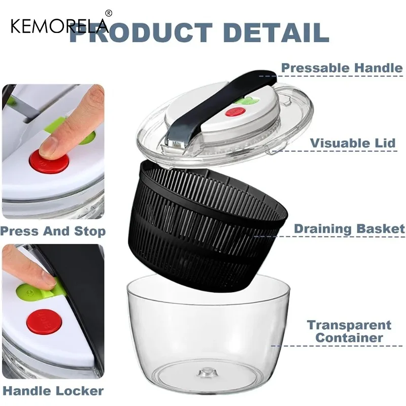 KEMORELA 3L أداة تجفيف الخضروا - مراجعة Salad Spinner وسعره