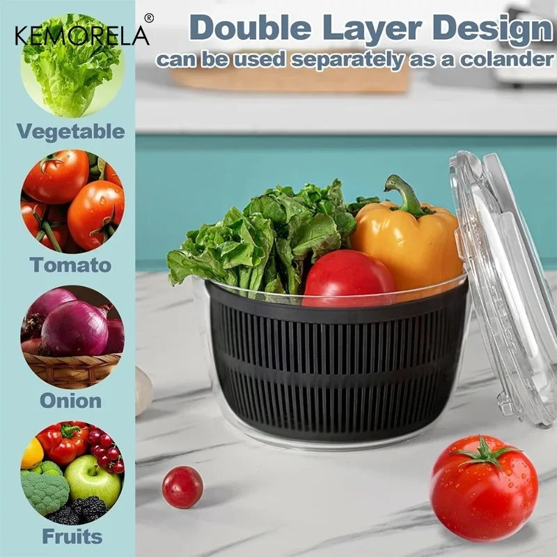 KEMORELA 3L أداة تجفيف الخضروا - مراجعة Salad Spinner وسعره