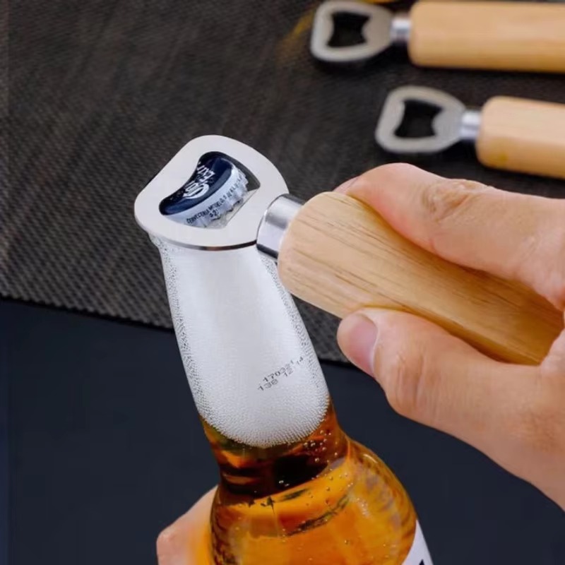 فتاحة زجاجات خشبية من الفولاذ  - مراجعة Kitchen Gadgets Home Party وسعره